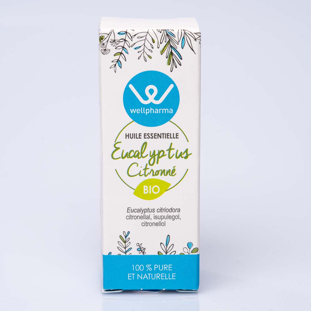 Boite d'huile essentielle wellpharma eucalyptus citronné bio