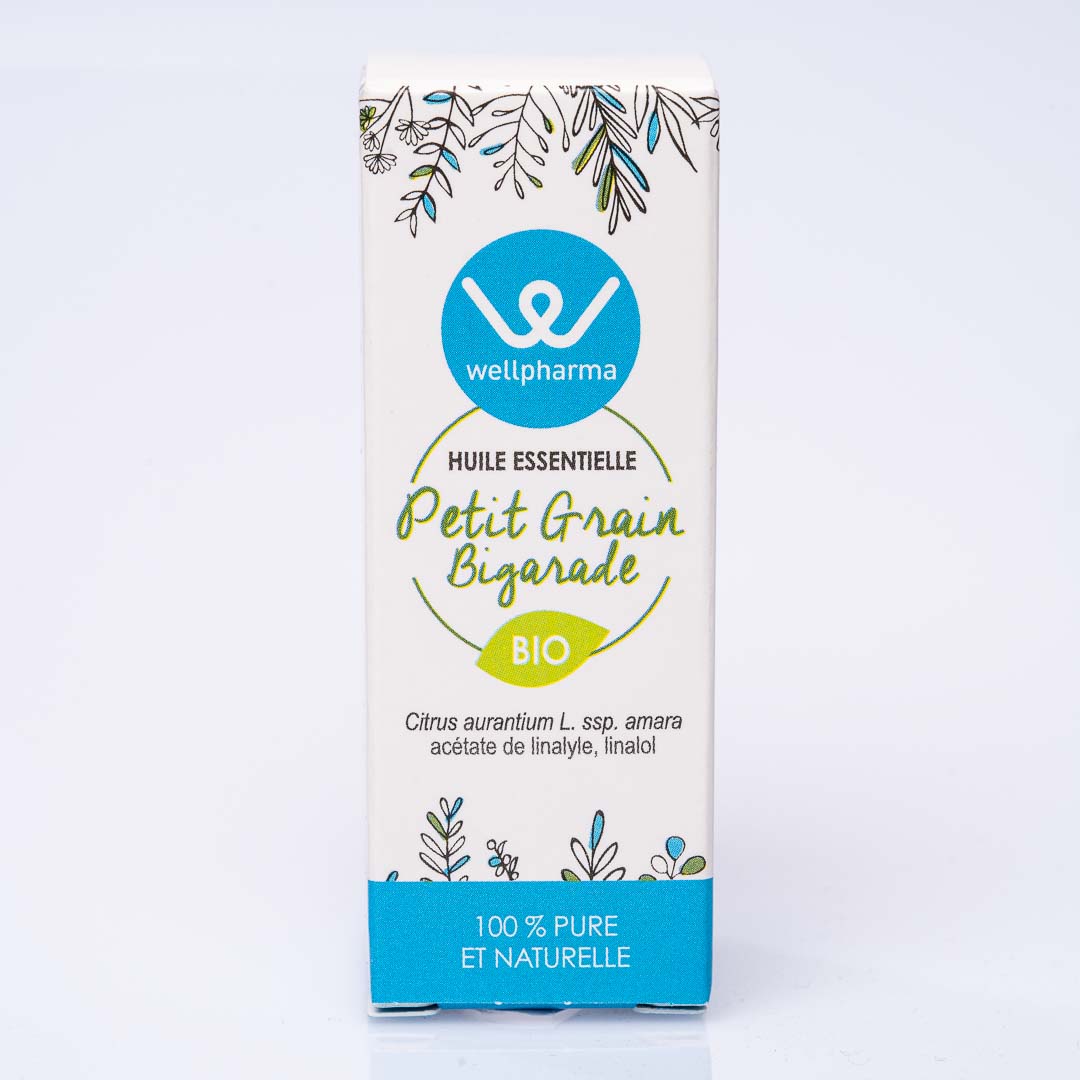 Boite d'huile essentielle wellpharma petit grain bigarade bio