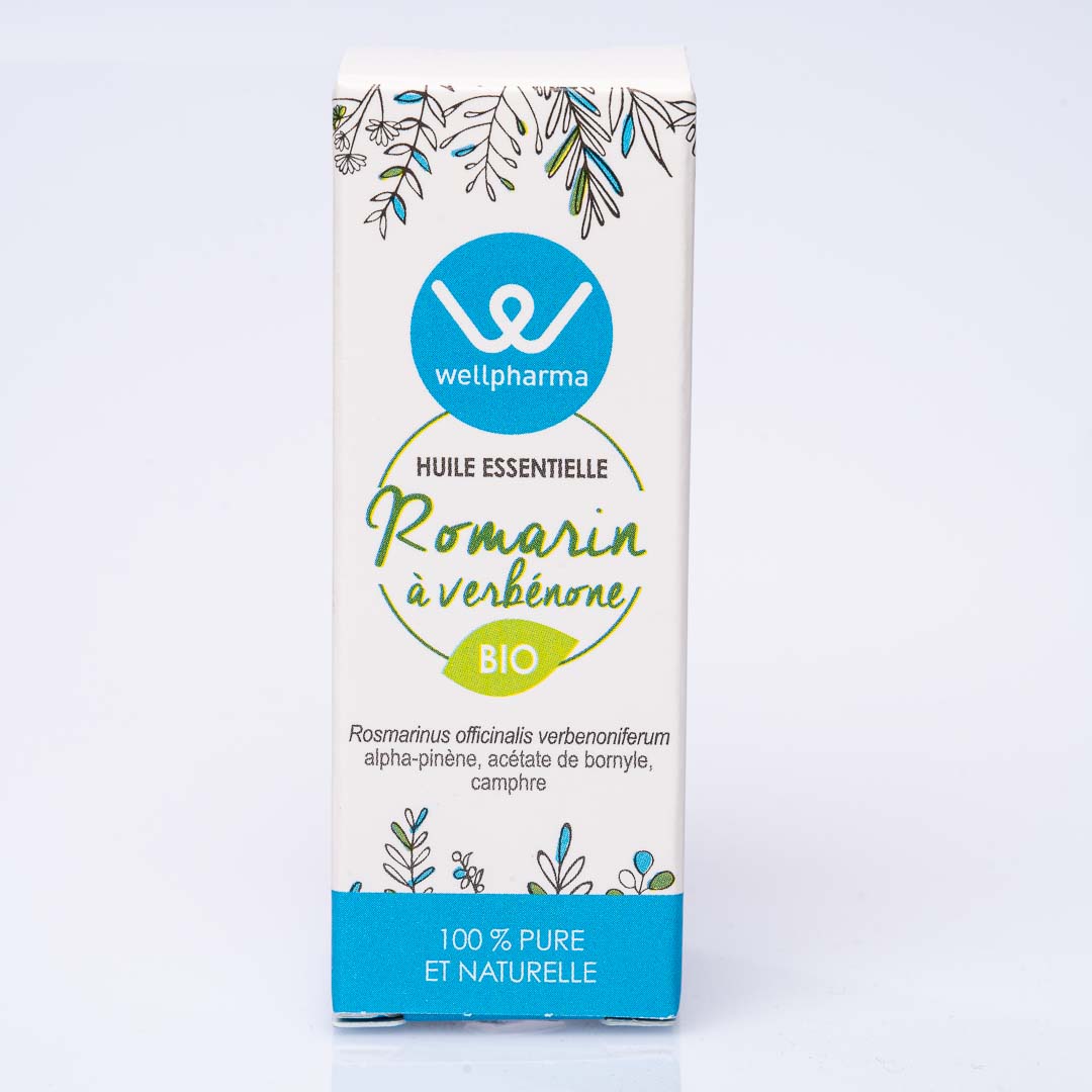 Boite d'huile essentielle wellpharma romarin à verbénone bio